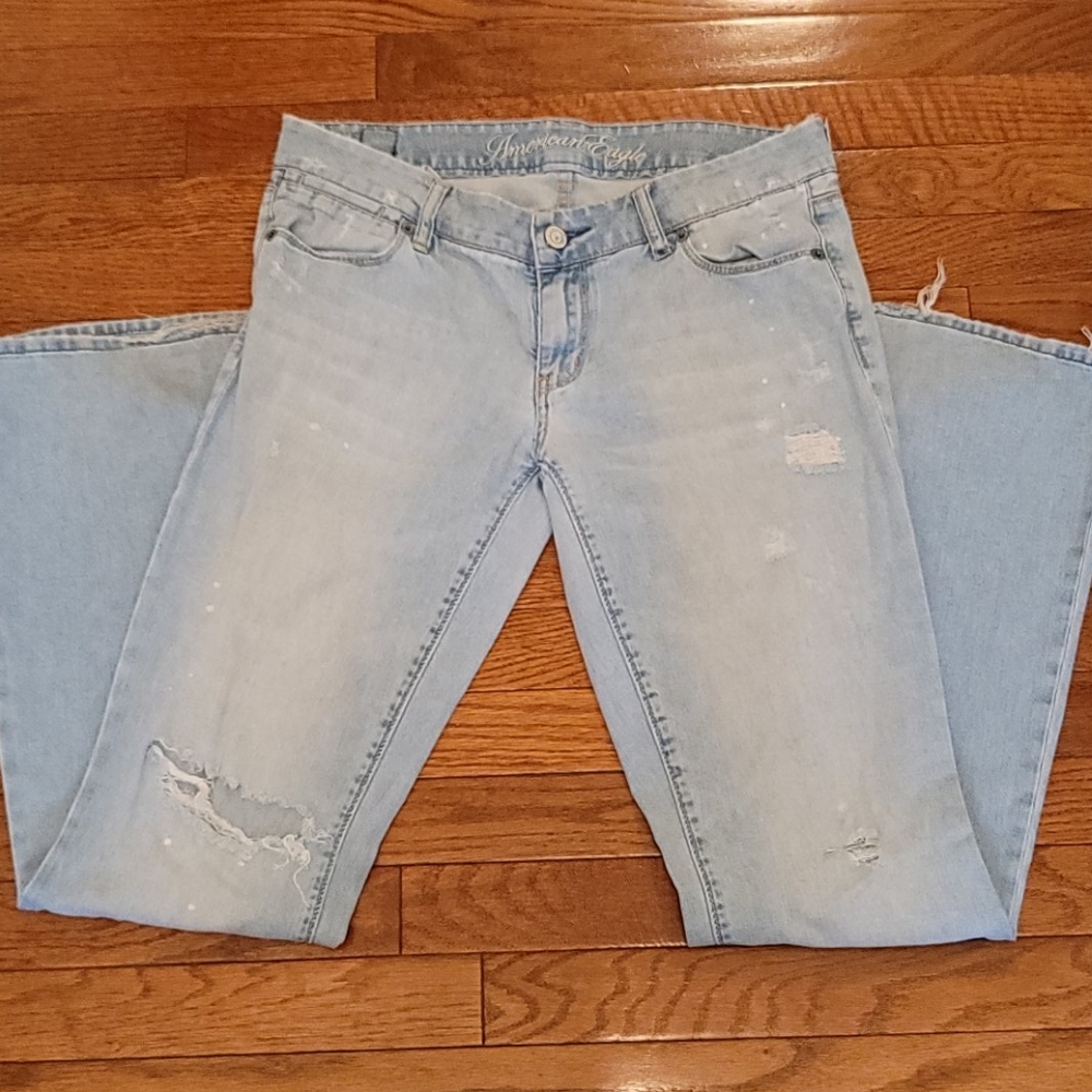 American Eagle Distressed Real Flare Jeans